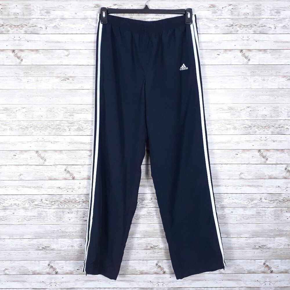 Adidas Mens Track Pants M Straight Leg Mesh Lined Ankle Zip Blue 959